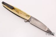 Wharncliffe Flipper - Glock Barrel Damascus and Mammoth Ivory