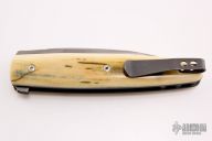 Wharncliffe Flipper - Glock Barrel Damascus and Mammoth Ivory