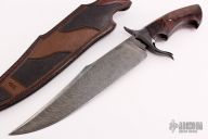Damascus and Burl Wood Large Fighting Bowie