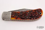Lanny's Clip - Feather Damascus and Jigged Bone