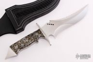 Recurve Fighter Art Knife - Crushed Abalone - One of a Kind