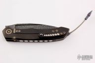 Anax - Blued Ball Bearing Damascus and DLC Titanium