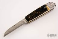 Engraved Mammoth Ivory Slipjoint - Takefu SG2 Damascus