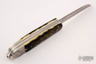 Engraved Mammoth Ivory Slipjoint - Takefu SG2 Damascus