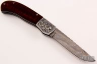 Damascus Engraved Scale Release Auto