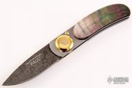 Paul Pocket Knife- Black Lip Mother of Pearl, Damascus and Gold - LE 1 of 100