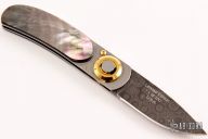 Paul Pocket Knife- Black Lip Mother of Pearl, Damascus and Gold - LE 1 of 100