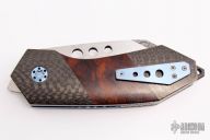 FLF Damascus Flipper - Carbon Fiber and Ironwood