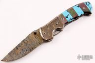 Damascus, Black Lip Pearl and Turquoise Linerlock