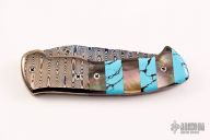 Damascus, Black Lip Pearl and Turquoise Linerlock