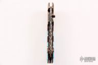 Damascus, Black Lip Pearl and Turquoise Linerlock