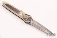 Engraved Damascus lockback - Julie Warenski