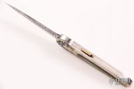 Engraved Damascus lockback - Julie Warenski