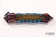Linerlock Auto - Damascus and Spruce Cone