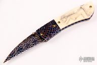 Damascus and Mammoth Ivory Lockback - Nude Scrimshaw