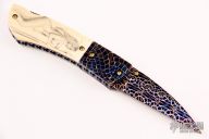 Damascus and Mammoth Ivory Lockback - Nude Scrimshaw