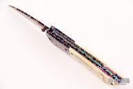 Damascus and Mammoth Ivory Lockback - Nude Scrimshaw