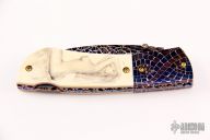 Damascus and Mammoth Ivory Lockback - Nude Scrimshaw