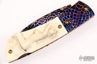 Damascus and Mammoth Ivory Lockback - Nude Scrimshaw