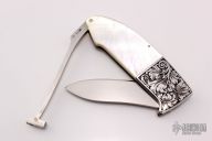 Engraved Folding Hunter - Mother of Pearl