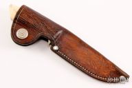 Engraved and Scrimshawed Damascus Hunter