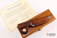 Engraved and Scrimshawed Damascus Hunter