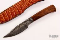 Carved Damascus Hunter