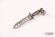 Sterling Silver Virtus Dagger Pendent w/ Synthetic Jewel