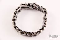 Flat Axe Link Sterling Silver Bracelet - Crusader Cross  Clasp