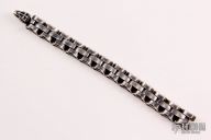 Flat Axe Link Sterling Silver Bracelet - Crusader Cross  Clasp