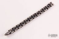 Flat Axe Link Sterling Silver Bracelet - Crusader Cross  Clasp