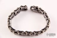 Flat Axe Link Sterling Silver Bracelet - Crusader Cross  Clasp