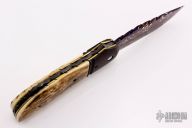 Lockback - Damascus/Mammoth Ivory