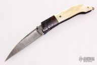 Damascus and Gold Lip Pearl Linerlock