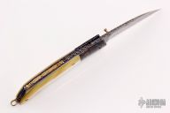 Damascus and Gold Lip Pearl Linerlock