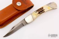Damascus and Stag Lockback