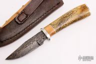 Hunter - Walrus Jaw Bone w/ W-Twist Pattern Damascus