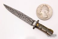 Damascus and Mammoth Ivory Miniature Bowie