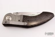 Damasteel and Carbon Fiber Linerlock - Guilloche work