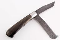 Two-Blade Trapper - Damascus and Carbon Fiber