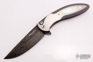 Cambria Flipper Custom Steel - Black Lip Pearl and Damascus