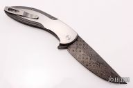 Cambria Flipper Custom Steel - Black Lip Pearl and Damascus