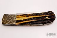 Side Lock - Mosaic Damascus and Stag