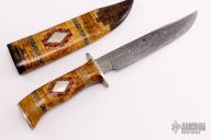 Damascus Bowie w/ Silver wire inlays