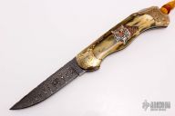Damascus Mokume and Mammoth Ivory Auto - Scrimshaw