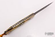 Damascus Mokume and Mammoth Ivory Auto - Scrimshaw