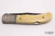 Damascus and Walrus Ivory Lockback
